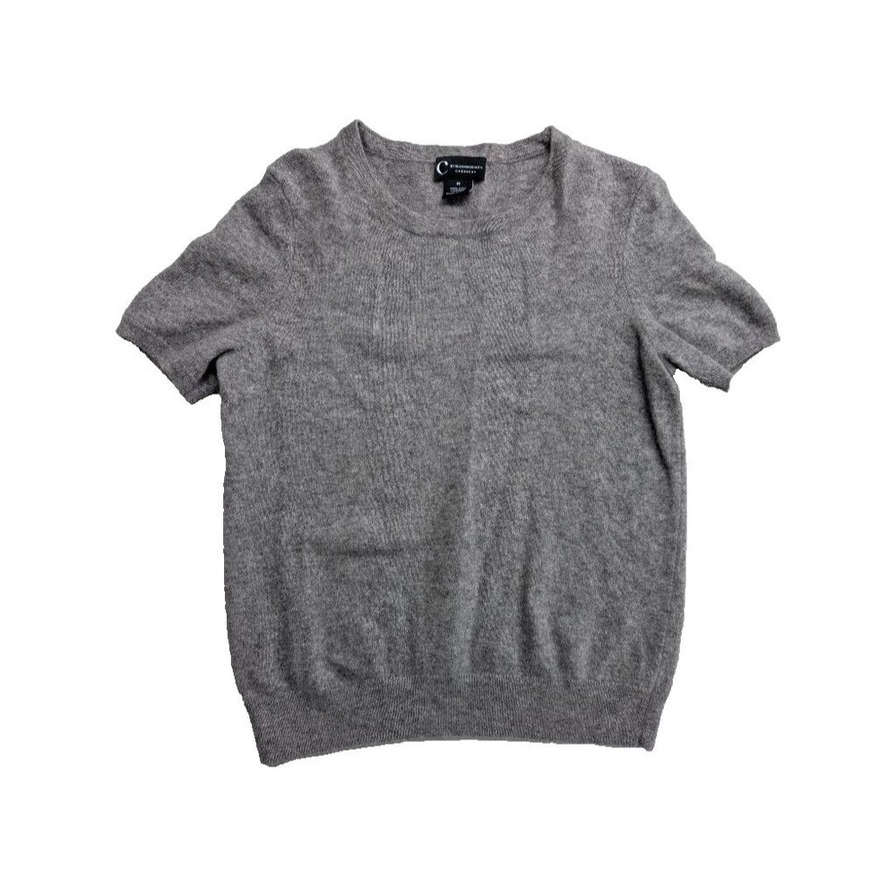 Bloomingdale's Cashmere Gray 100% 2-Ply Cashmere Short Sleeve Sweater Top Size M